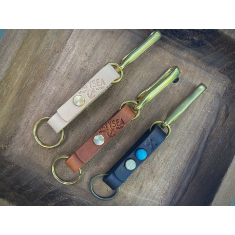 leather and brass keyring